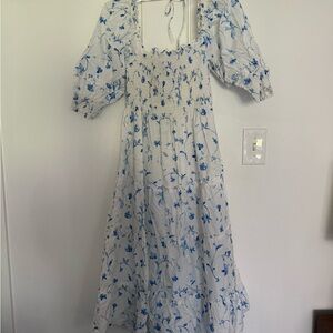 Hill House Blue Floral Long Sleeve Dress
